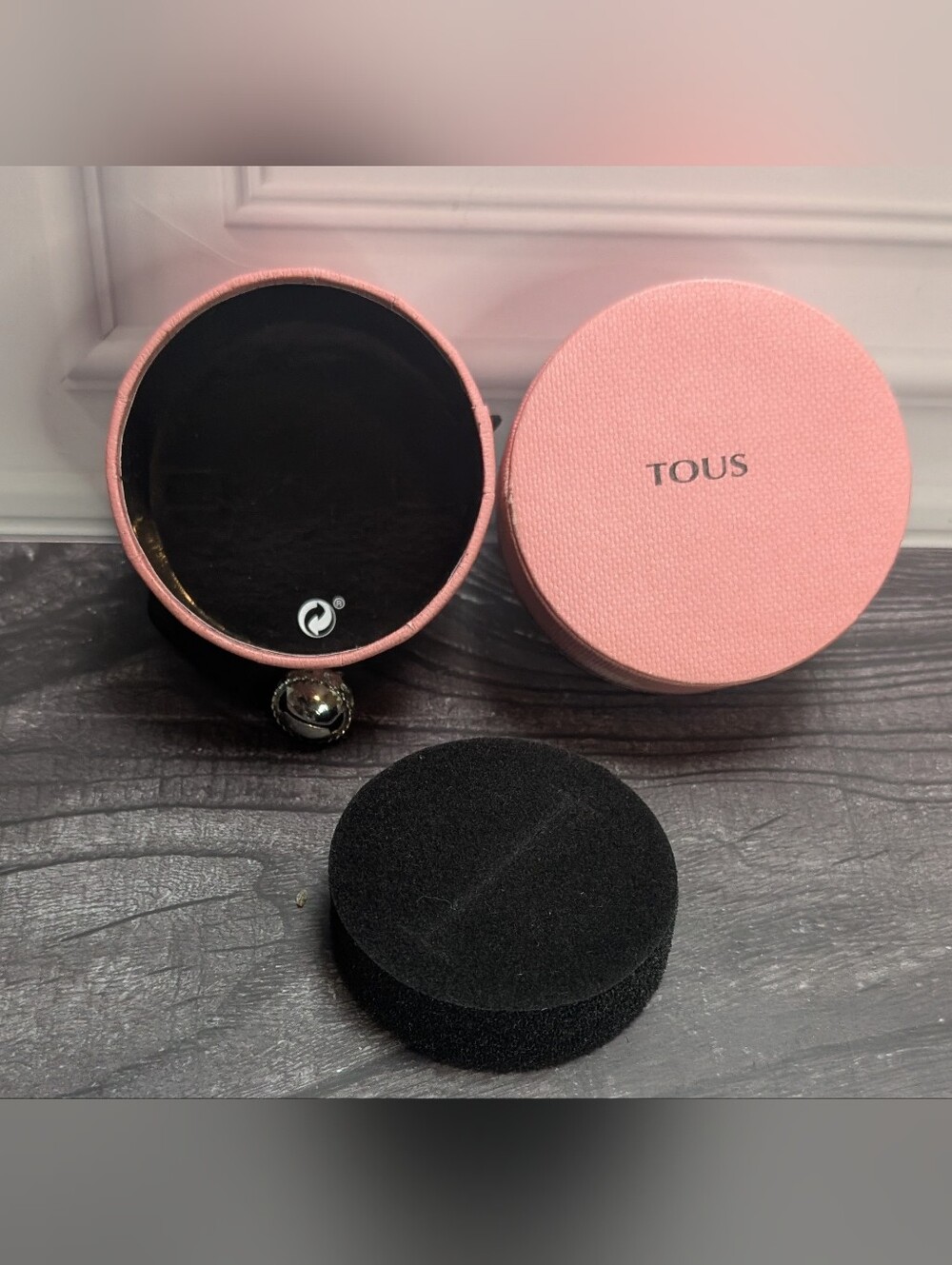 Rare TOUS Blush Pink Bear Bell Jewelry Charm Box XS Small Storage Gift Earrings